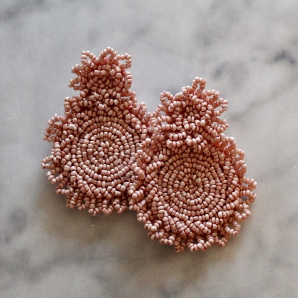 Blush Pink Beaded Earrings